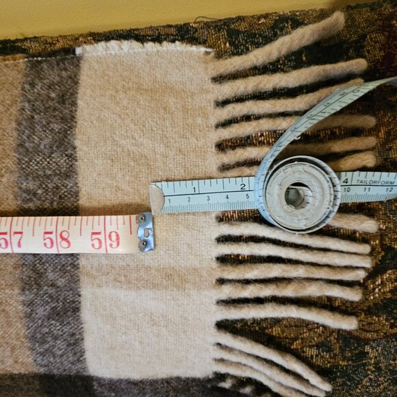 Vintage, traditional, woven wool, fringed blanket, picnic blanket, throw, browns - Picture 4 of 8